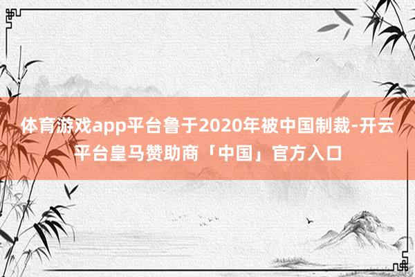 体育游戏app平台鲁于2020年被中国制裁-开云平台皇马赞助商「中国」官方入口