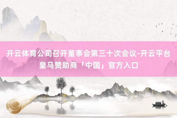 开云体育公司召开董事会第三十次会议-开云平台皇马赞助商「中国」官方入口