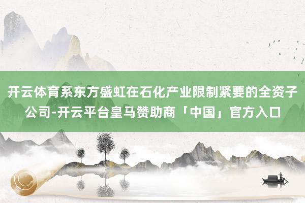 开云体育系东方盛虹在石化产业限制紧要的全资子公司-开云平台皇马赞助商「中国」官方入口